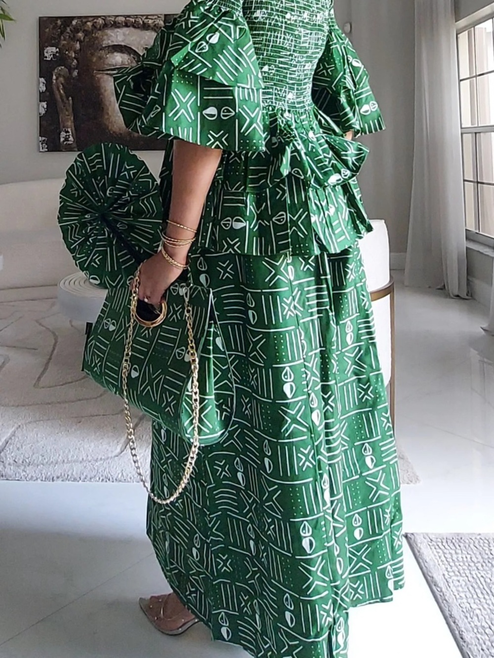 5-Piece African Ankara Pant Set – Green Elegance - Picture 7 of 7